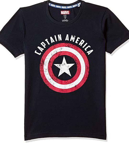 Kids Boys Captain America Printed Blue Tshirt