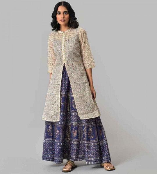 "Women Printed Choli With Elasticated Skirt and Jacket "