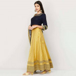 Women Embroidered Blouse with Printed Skirt and Dupatta