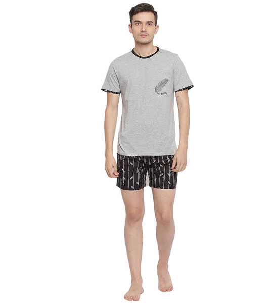 sketchers Grey Solid Sleepwear Set