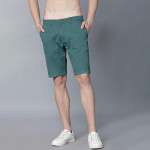 Men Teal Green Solid Slim Fit Chino Shorts