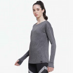 Women Charcoal Grey LS Sports Training T-shirt