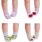 My Baby Town 100% Soft Cotton Fancy Cartoon Face Booties Socks (Random Design/Color) Pack-4