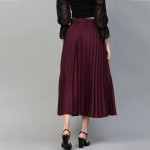 Burgundy Accordion Pleated A-Line Skirt