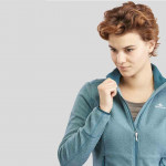 Women Blue Solid Windcheater and Water Resistant Sporty Jacket