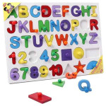 Wooden Knob & Peg Puzzle Multicolour - 42 pieces