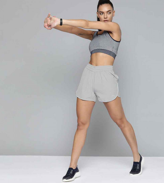 Women Grey Solid Sports Shorts