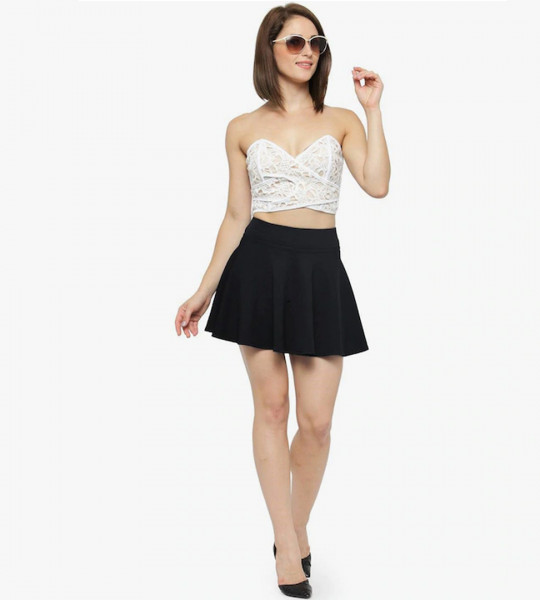 Black Flared Mini Skirt
