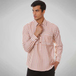 Men Brown Striped Cotton Full Sleeves Casual Shirt for Men