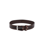 Men Brown Striped Leather Belt