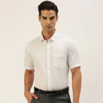 Men White Cotton Casual Shirt