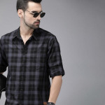 Men Black & Grey Checked Pure Cotton Casual Shirt