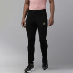 Men Black Textured Gym Track Pants