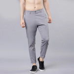 Men Grey Tapered Fit Solid Cropped Chinos
