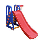 Premium Foldable Baby Garden Slide With Adjustable Height & Basketball Ring - Red
