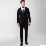 Men Black Solid Slim Fit Single Breasted 2 Piece Suits