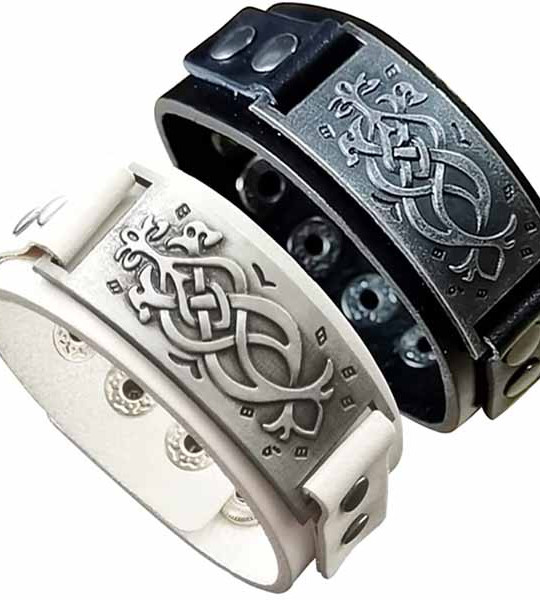 Viking dragon leather bracelet Norse wristband – WikkedKnot jewelry