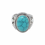Sterling Silver Bohemian Turquoise Blue Stone Studded Finger Ring