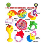 Baby Rattle Teether Toy Set Pack Of 8 - Multicolor