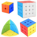 Cube Combo Set of 2X2 3X3 4X4 Mastermorphix High Speed Stickerless Magic Cube Puzzle Pack Of 4 Multicolor