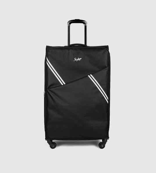 Unisex Black & White Striped Hard Suitcase Trolley Bag 96 L