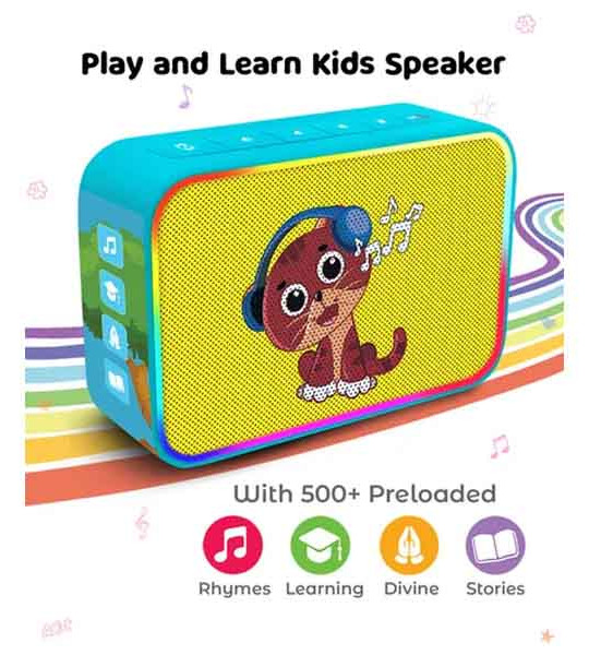PlayBees Play & Learn Kids Speaker with Preloaded Rhymes, Stories and Songs