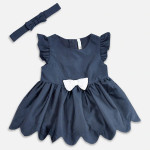 Pantaloons Girls Baby Navy Blue Solid Cotton Dress
