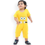 Infant Kids Yellow & White Printed Pure Cotton Rompers