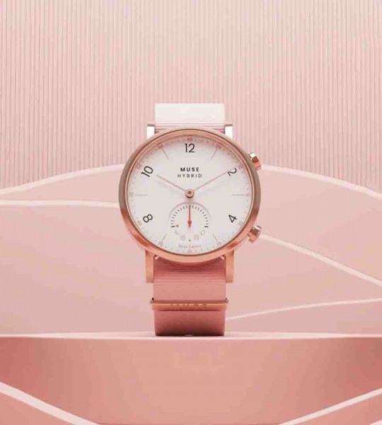 Rose Gold-Toned Solid Hybrid Smart Watches MMT-RG36-WHRGBK-NA-PKRG18-White