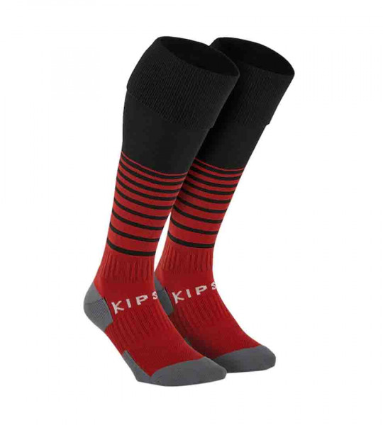 Unisex Red & Black Striped Knee-Length Football Socks