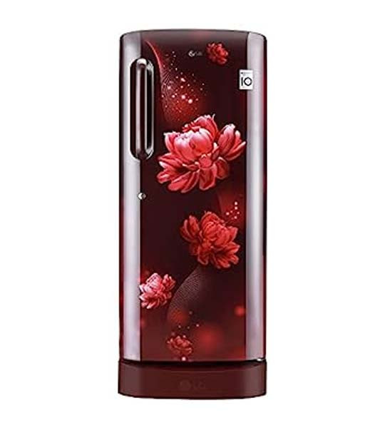 LG 224 L 4 Star Inverter Direct-Cool Single Door Refrigerator (GL-D241ASCY, Scarlet Charm, Base stand with Drawer, Total capacity -235 L)