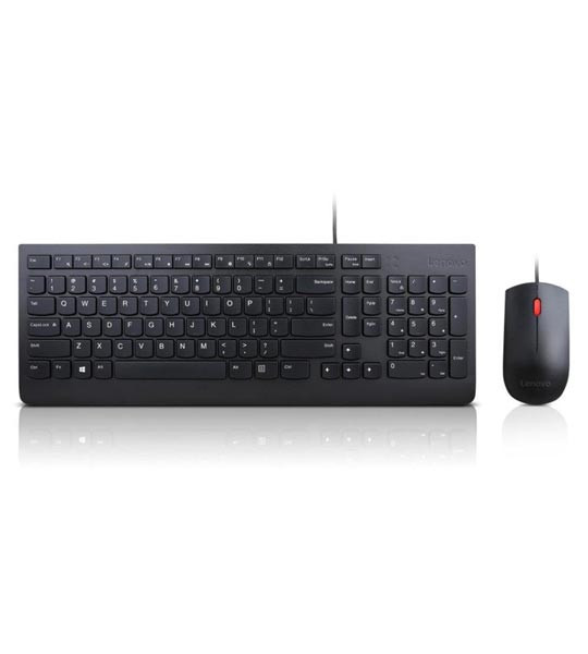 Lenovo Essential Wired Combo - Wired Keyboard and Mouse Set - USB - Black