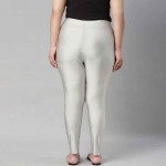 Women Silver-Colored Solid Ankle-Length Leggings