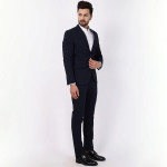 Men Blue Solid Single-Breasted Suits