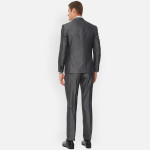 Men Grey Self-Design Slim-Fit Single-Breasted Formal Suit
