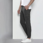 Men Charcoal Grey Slim Fit Cargos Trousers