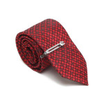 Men Red & Black Tie Cufflinks Pocket Square Accessory Gift Set