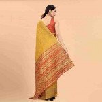 Yellow & Red Floral Zari Pure Cotton Banarasi Saree