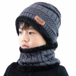 G&S Kids Winter Warm Hat for Outdoor Sports Headging Hat Scarf Set Boys Girls Warm Fleece Cap Scarf Set Ski Equipment Grey Color