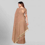 Beige & Gold-Toned Embellished Sequinned Pure Georgette Saree