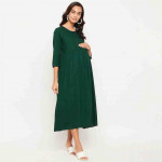 Maternity Women Green Solid Midi Dress