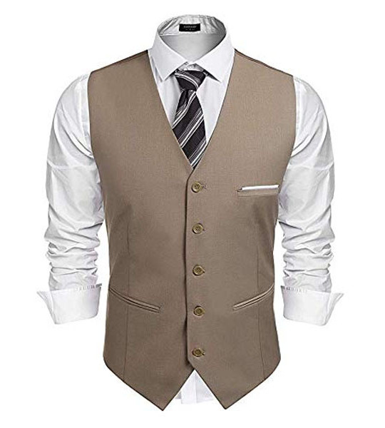 OORA Men's Poly Viscose V-Shape Tuxedo Style Waistcoat