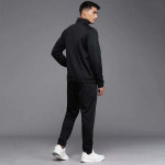 Men Black Brand Logo Printed Poly Knit Track Suit