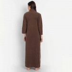 Women Brown Embroidered Maxi Nightdress