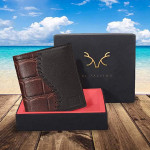 GREEN DRAGONFLY PU Leather RFID Protected Coffee-Brown Business Card Holder/ Money Organiser for Men & Women