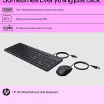 HP 150 Wired Keyboard and Mouse Combo with Instant USB Plug-and-Play Setup, 12 Shortcut Keys