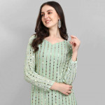 Green Embellished Silk Georgette Semi-Stitched Dress Material