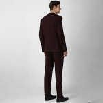 Men Maroon & Black Slim-Fit Single-Breasted Three-Piece Formal Suit