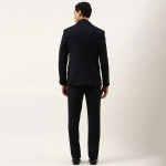 Men Navy Blue Textured Single-Breasted Two-Piece Formal Suit