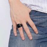 Men Black Stainless Steel Band Finger Ring